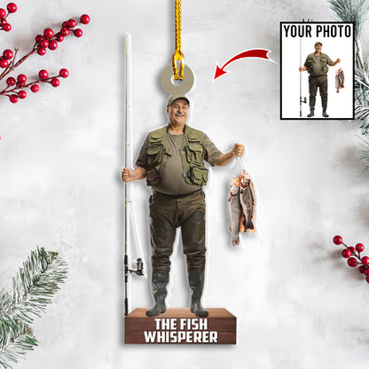 Petthouse | Custom Photo Fishing Ornament, Proud Fisherman, Fish Whisperer, Fishing Gift, Bass Whisperer