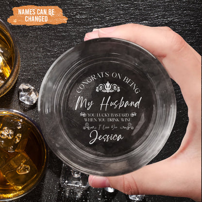 Petthouse | Custom Congrats On Being My Husband Whiskey Glass, For Husband, Whiskey Glass For Him