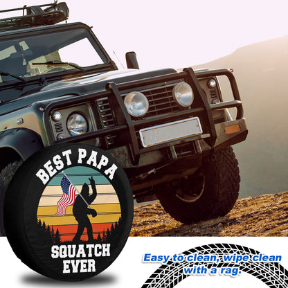 Petthouse | Best Papa Squatch Ever Tire Protector American Flag Car Tire Cover For Father S Day