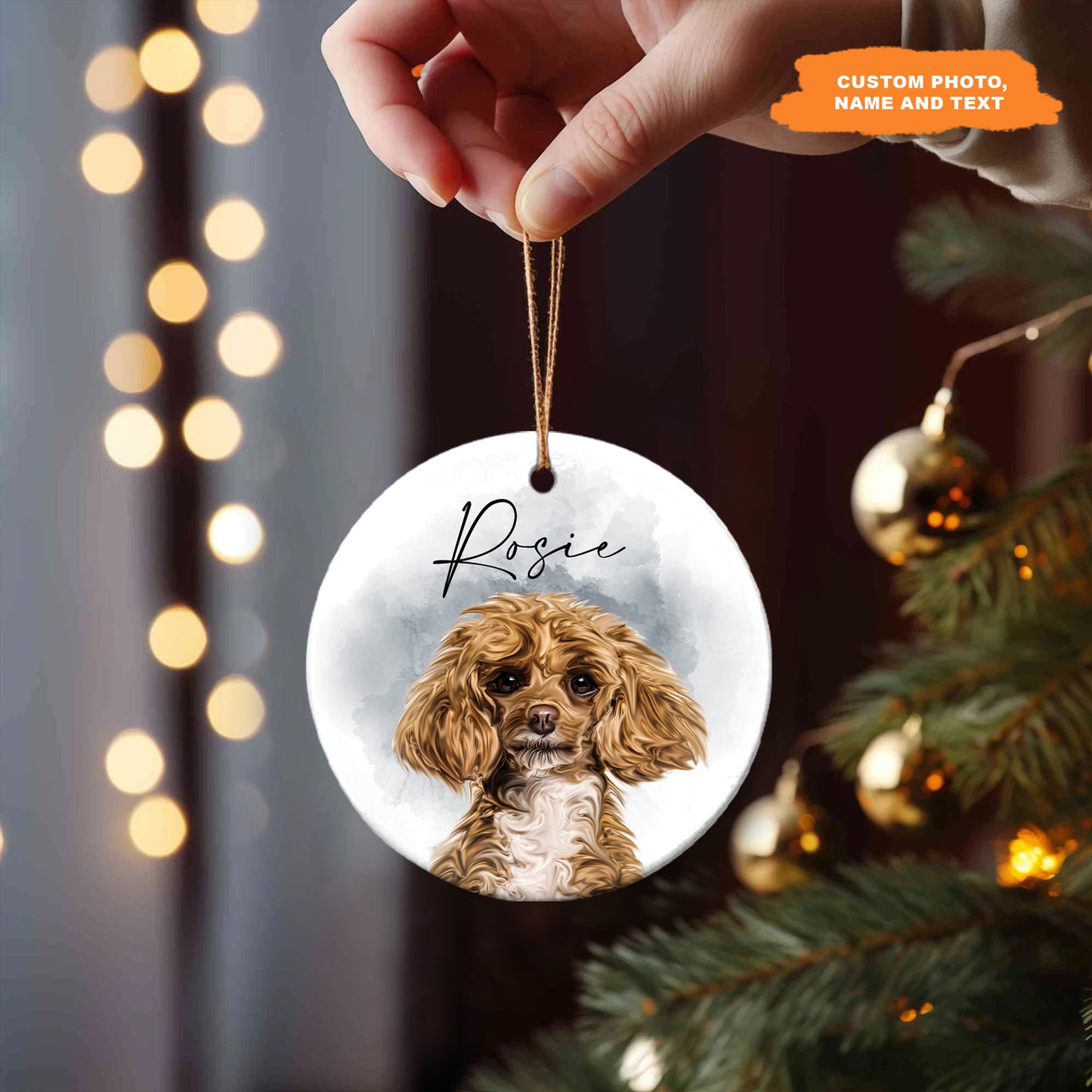 Petthouse | Custom Christmas Dog Ornament, Pet Memorial Photo Ornament For Pet Loss Gift, Keepsake Gift