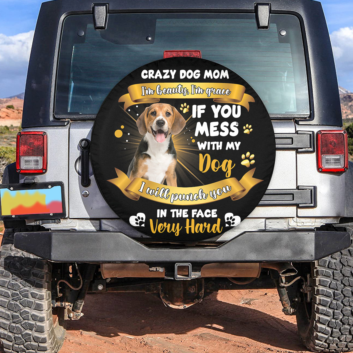 Petthouse | Waterproof Spare Tire Cover Beagle Crazy Dog Mom Spare Wheel Cover Dog Mom Car Accessories