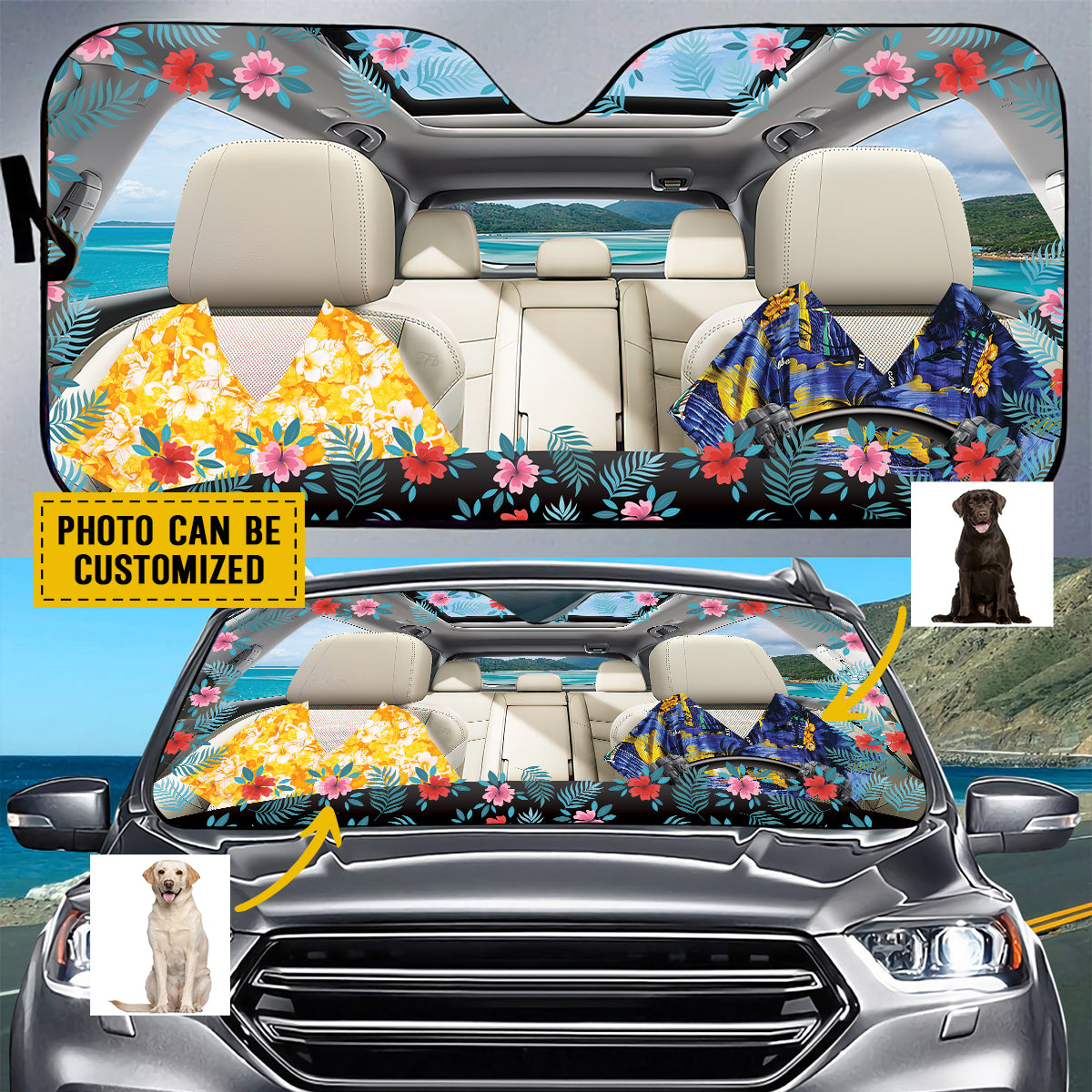 Petthouse | Labrador Retriever Hawaii Windshield Sunshade Customized Photo Sunshade For Car Sun Visor