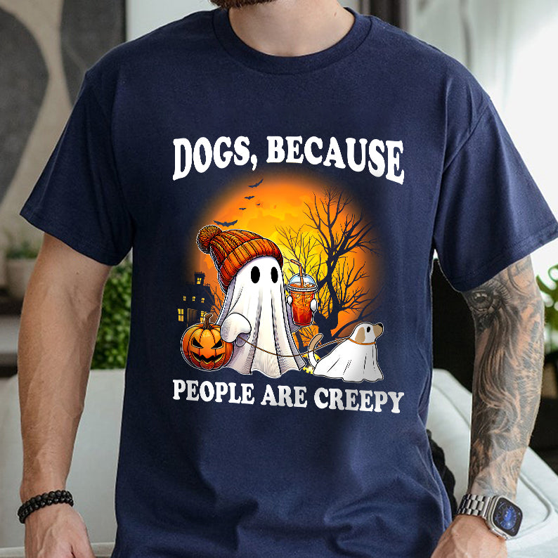 Petthouse | Сute Ghost Dog Walking, Dogs Because People Are Creepy, Halloween Dog Shirt, Spooky Season Gift