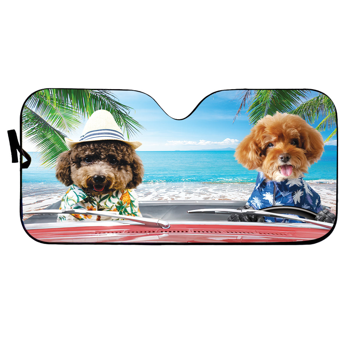 Petthouse | Car Sunshade Dog Sunshade Custom Photo Windshield Sun Shade Cute Poodle Beach Hawaii Car