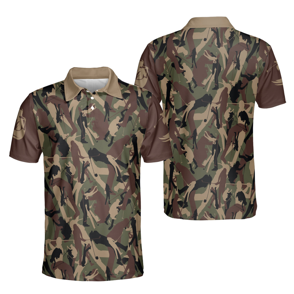 Petthouse | Customized Soldier Woodland Gray Golf Camo Pattern Polo Golfing Lover Sports Camouflage