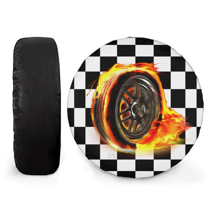 Petthouse | Flaming Wheel Cover Car Racing Cover Car Racing Lover Wrap Wheel Burning Cover Racing Lover Gift