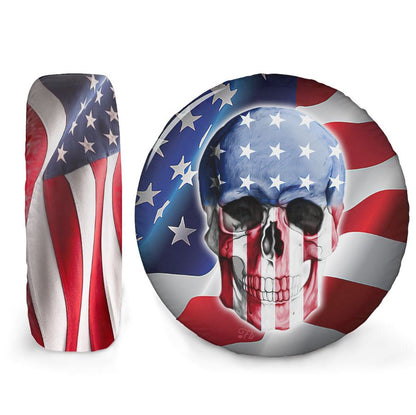 Petthouse | Skull American Cover America Flag Wrap Horror Style Cover Patriot Best Gift Car Decoration