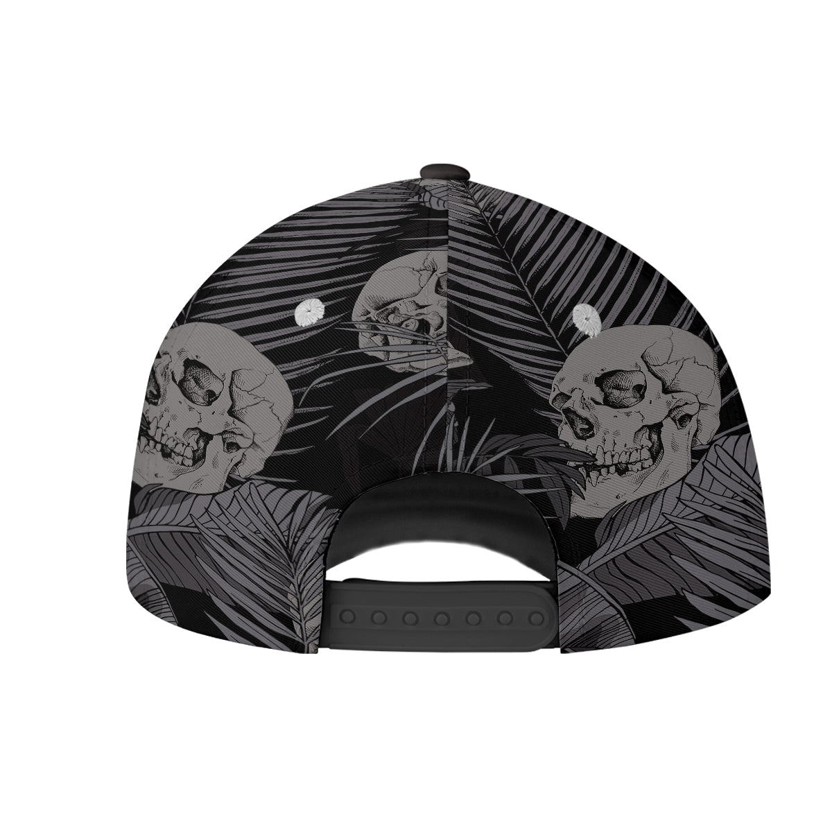 Petthouse | White Skull Pattern Baseball Cap Palm Leaves Pattern Baseball Cap Horror Style Best Gift