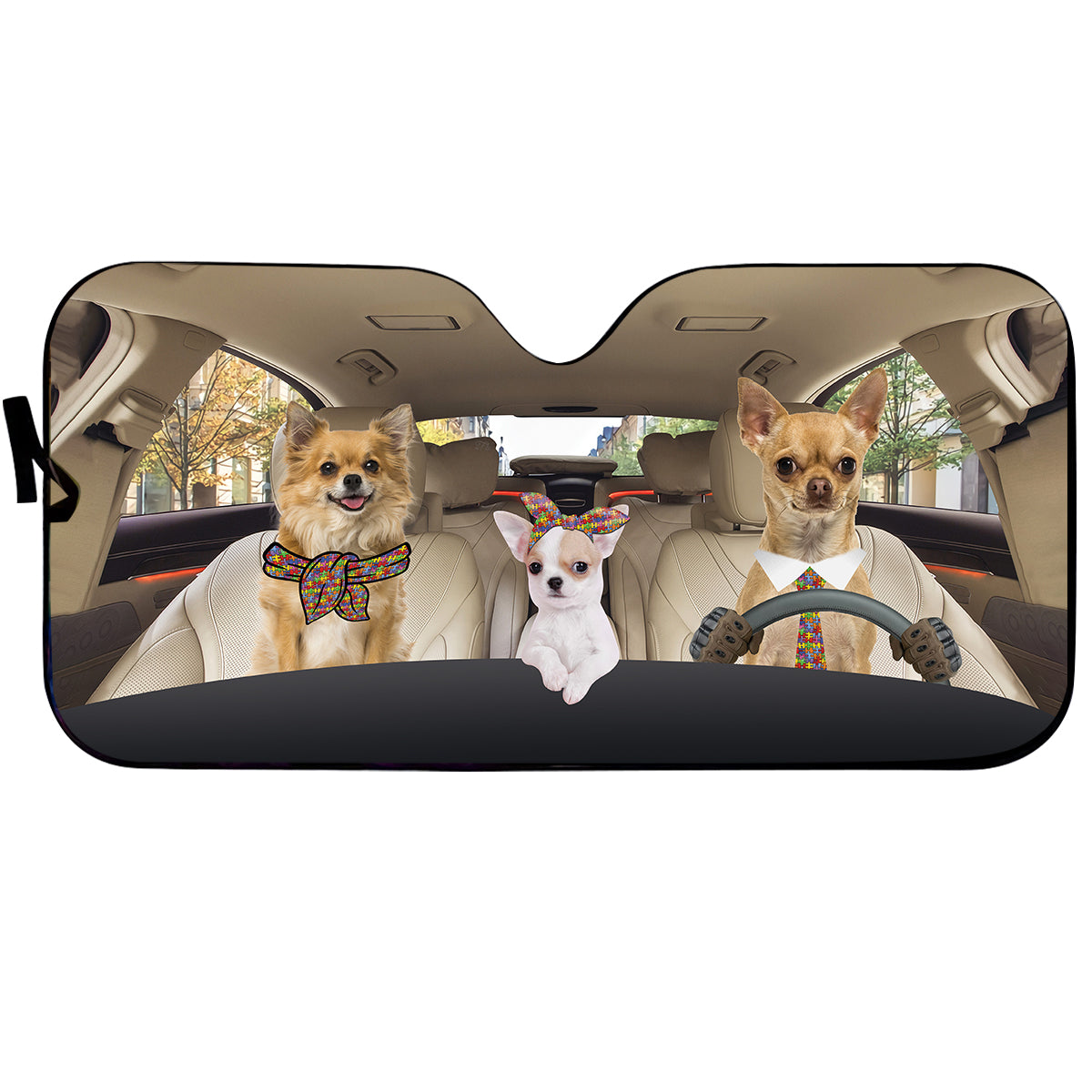 Petthouse | Chihuahua Autistic Family Sun Shade Autism Awareness Automotive Windshield Sunshades