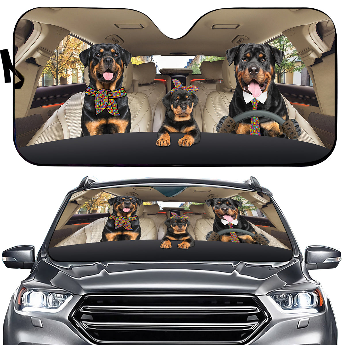 Petthouse | Rottweiler Autism Awareness Dog Sunshade Auto Sunshade For Windshield Dog Dad Dog Mom Gift