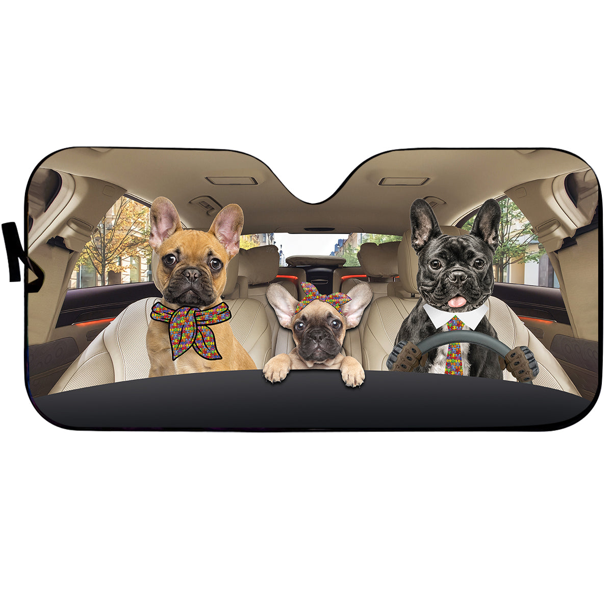 Petthouse | French Bulldog Windshield Sun Shade Autism Awareness Sun Shade Car Windshield Car Decorations