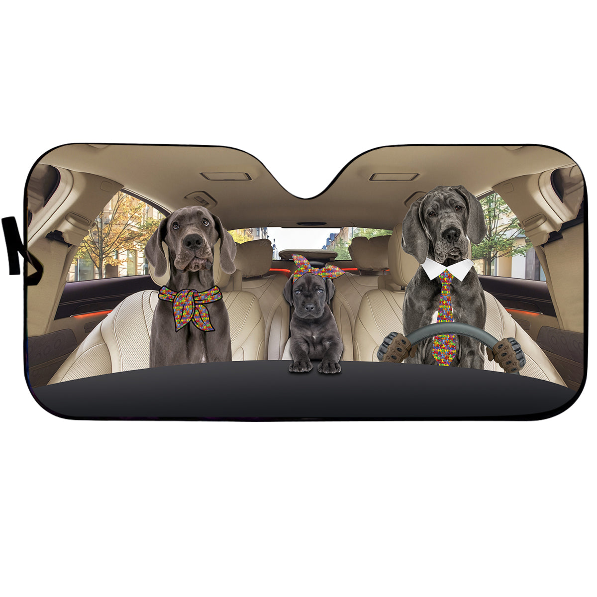 Petthouse | Great Dane Dog Car Windshield Sunshade Autism Awareness Sun Shade Car Windshield Car Decor