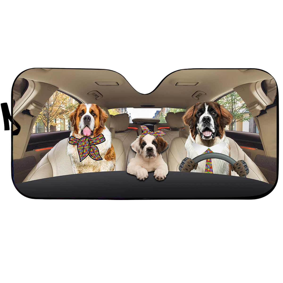 Petthouse | St Bernard Dog Car Windshield Sunshade Autism Awareness Sun Shade Car Windshield Car Decor