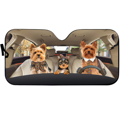 Petthouse | Puppies Yorkshire Terrier Autism Dog Auto Sunshade Yorkie Family Car Decor Anti Sunshine