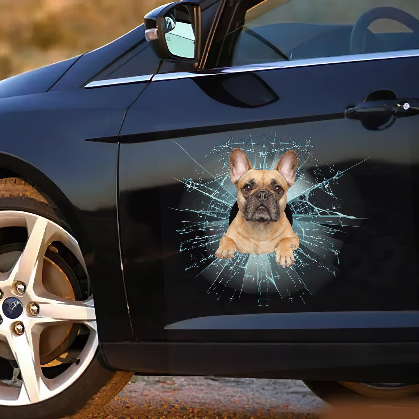 Petthouse | French Bulldog Photo Print Decal Dog Cracked Glass Car Sticker Fun Car Decor For Dog Mom Dad