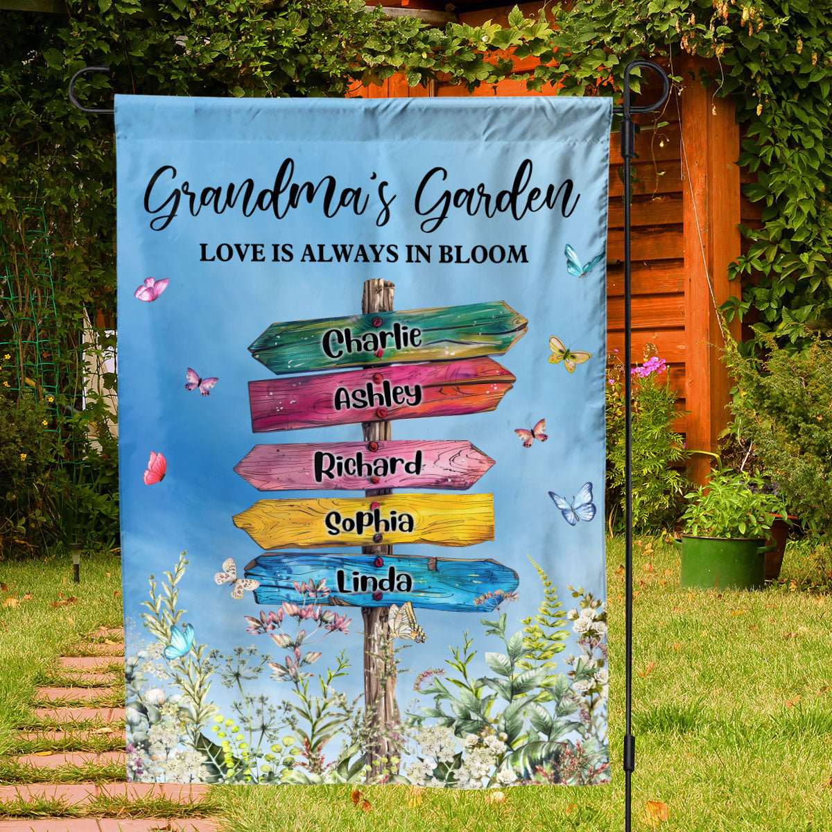 Petthouse | Personalized Grandma's Garden Flag, Grandma Flag House Decor, Grandma's Garden Flag Yard Sign, Gift For Grandma, Mom Garden Flag