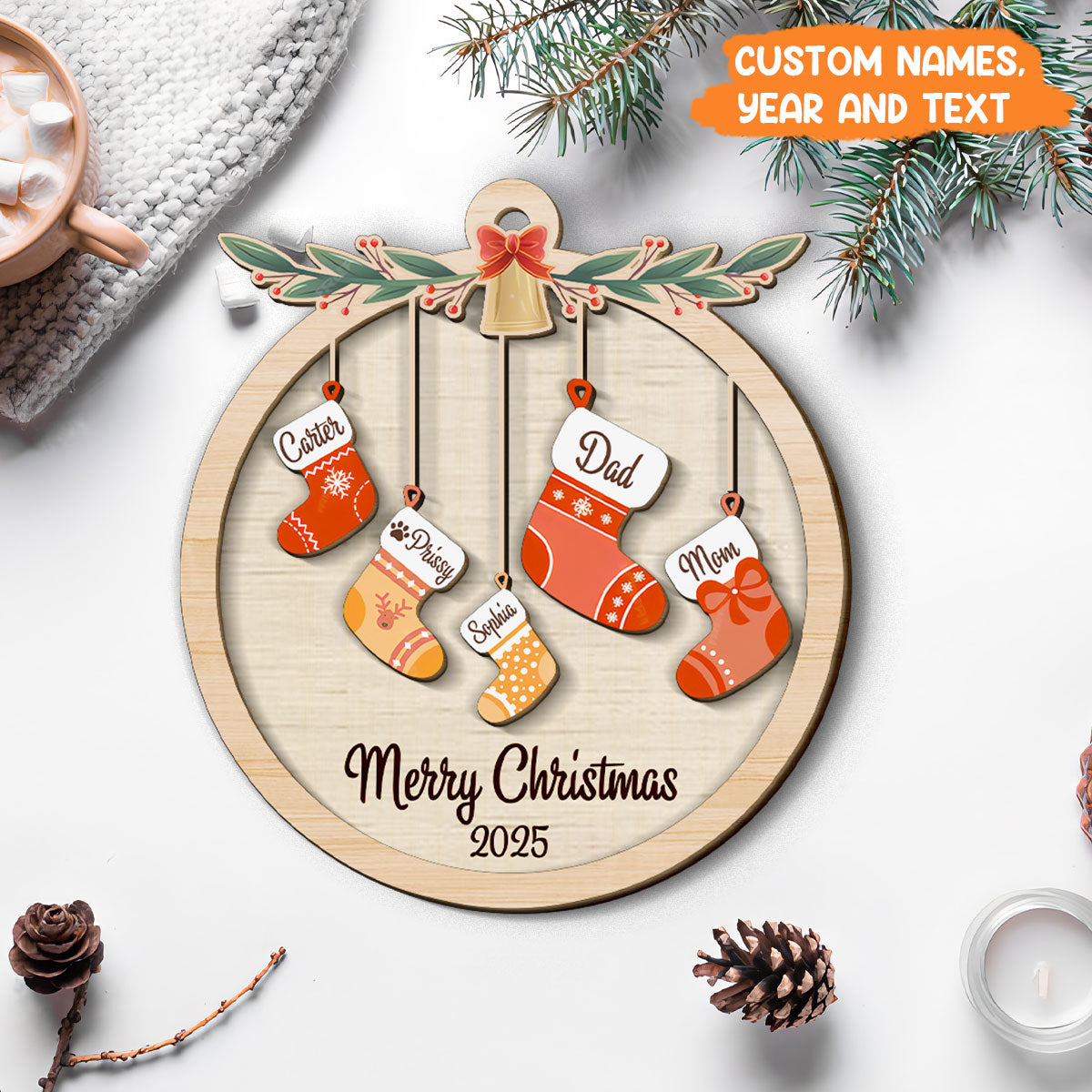 Petthouse | Personalized Family And Pet Woo Ornament, Family Christmas Ornament, Family Keepsake, Xmas Gift