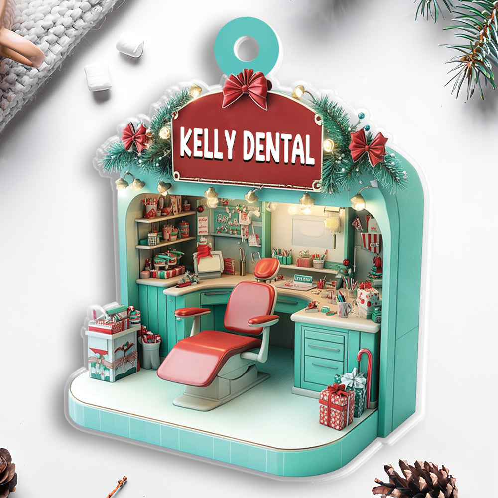 Petthouse | Personalized Dental Hygiene Room Christmas 2d Acrylic Ornament, Gift For Dentist Christmas