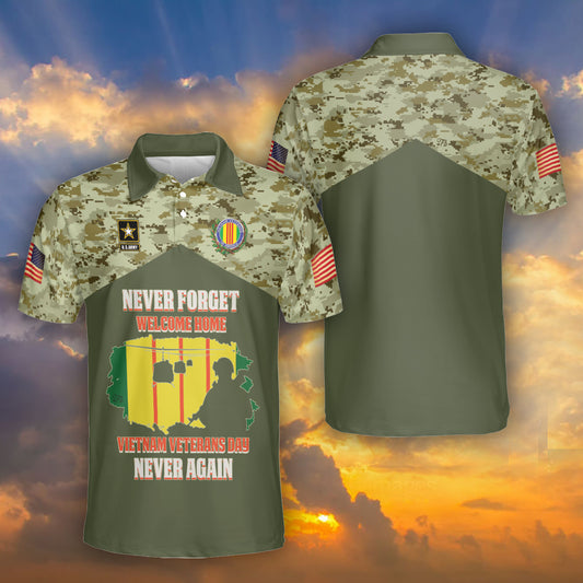 Petthouse | Veteran Polo Shirt American Camo Pattern Never Forget Vietnam Veteran Days