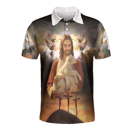 Petthouse | Jesus Christian And Lamb Polo Shirt The Holy Cross Sport Shirt Lamb Of God Religious Gift