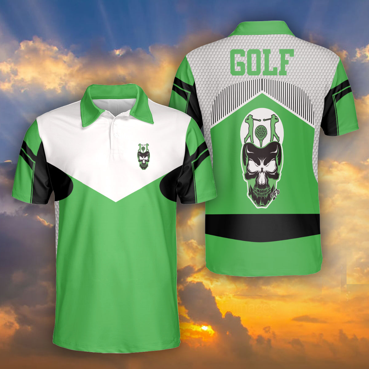 Petthouse | Golf Pattern Polo Shirt Golf Skull Golf Player Gift Golf Dad Father's Day Unisex Polo Shirt