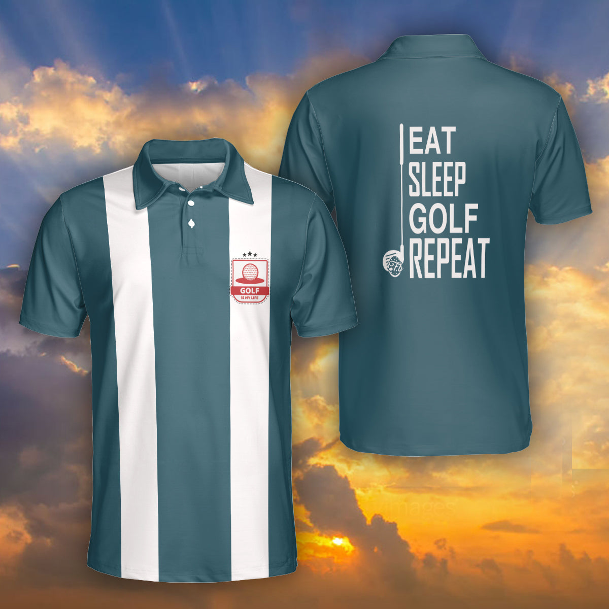 Petthouse | Golf Polo Shirt Eat Sleep Golf Repeat Golf Player Gift Unisex Polo Shirt