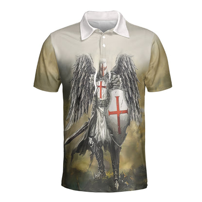 Petthouse | Christian Knight Templar Warrior Polo Shirt Child Of God Sport Shirt Religious Gift Idea