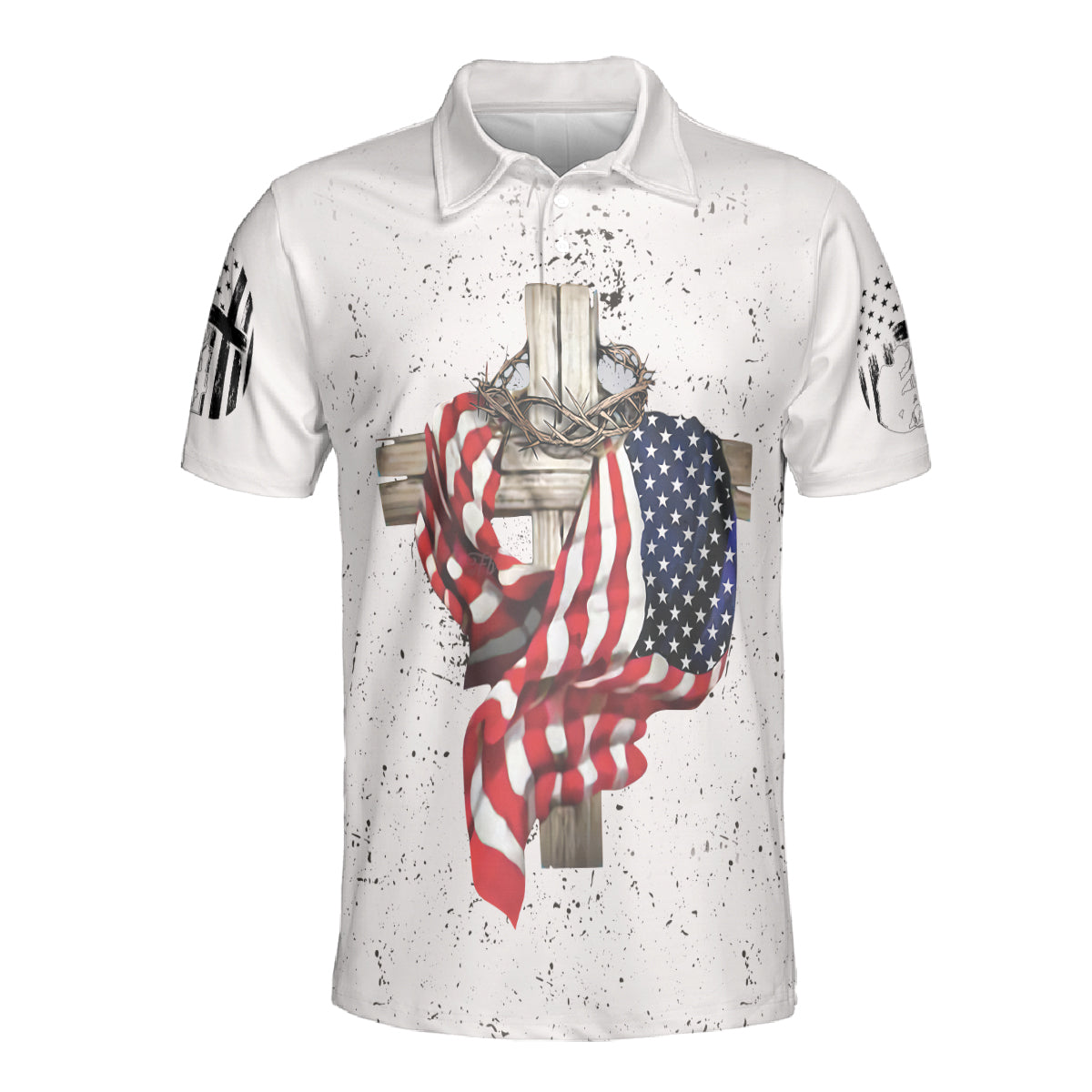 Petthouse | Christian Cross Us Flag Polo Shirt Jesus America Sport Shirts 4th Of July Gift Patriot Gift