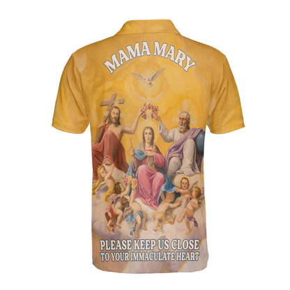 Petthouse | Coronation Of The Virgin Mama Mary Polo Shirt Jesus Christian Family Heaven Sport Shirt Mom Gift