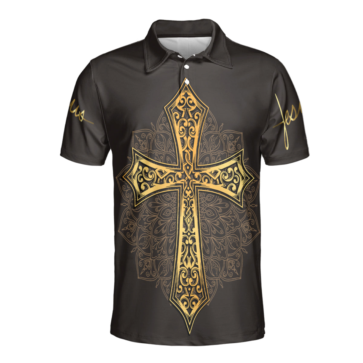 Petthouse | Jesus Christian Mandala Polo Shirt Christian Cross Sport Shirt Religious Gift Jesus Lovers Gift