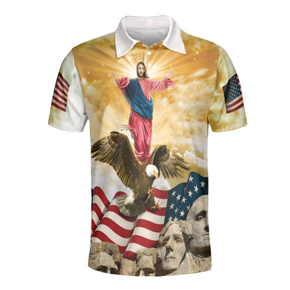 Petthouse | Jesus Christian American Pride Polo Shirt One Nation Under God Sport Shirt 4th Of July Gift