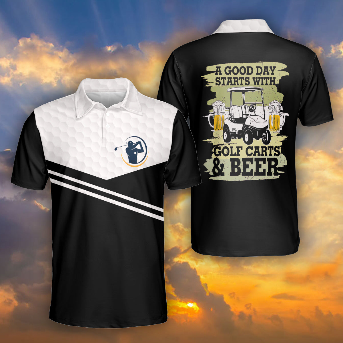 Petthouse | A Good Day Starts With Golf Carts And Beer Polo Shirt, Golfer Gift Unisex Polo Shirt