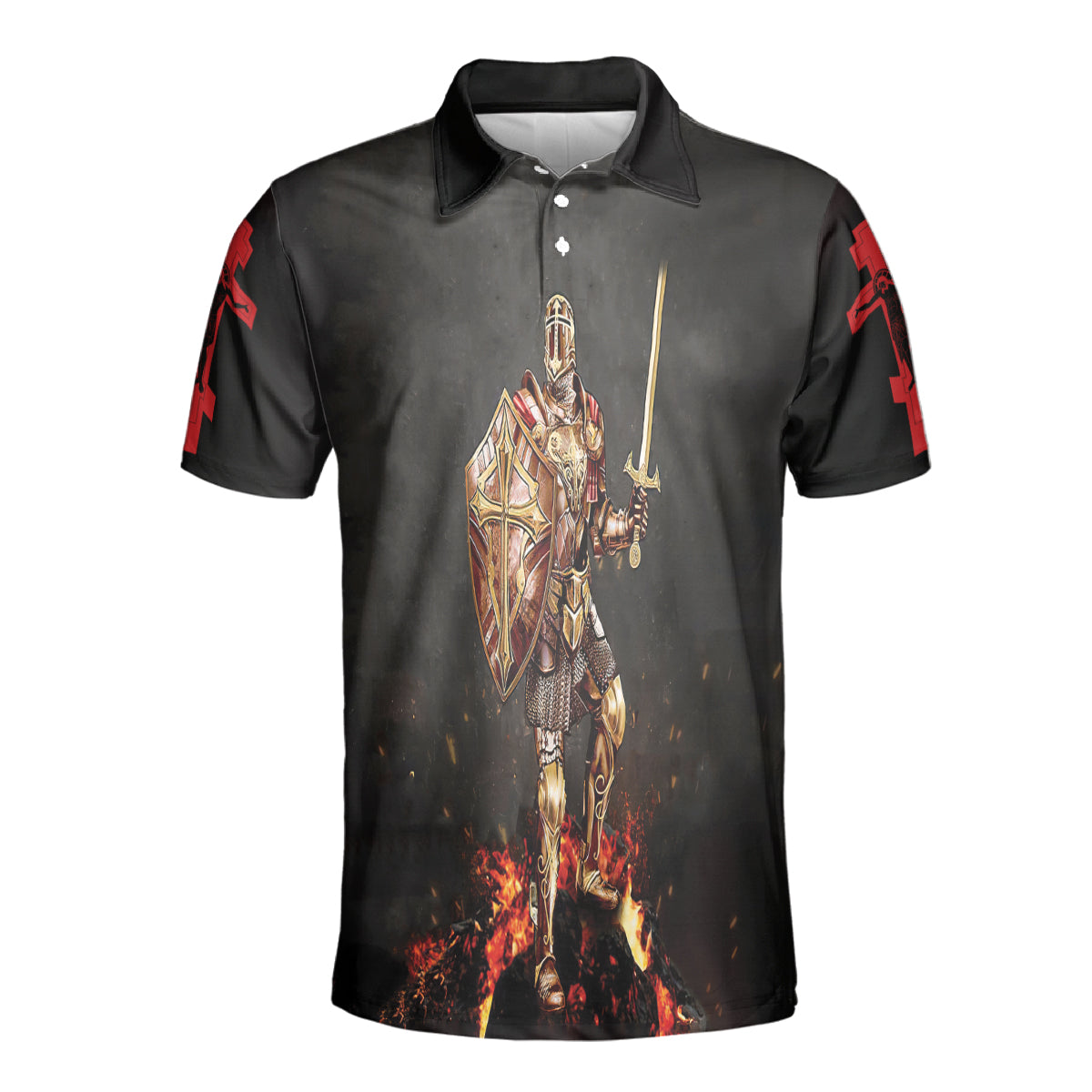 Petthouse | Amor Of God Polo Shirt Knight Templar Warrior Sport Shirt Christian Mens Polo Religious Gifts