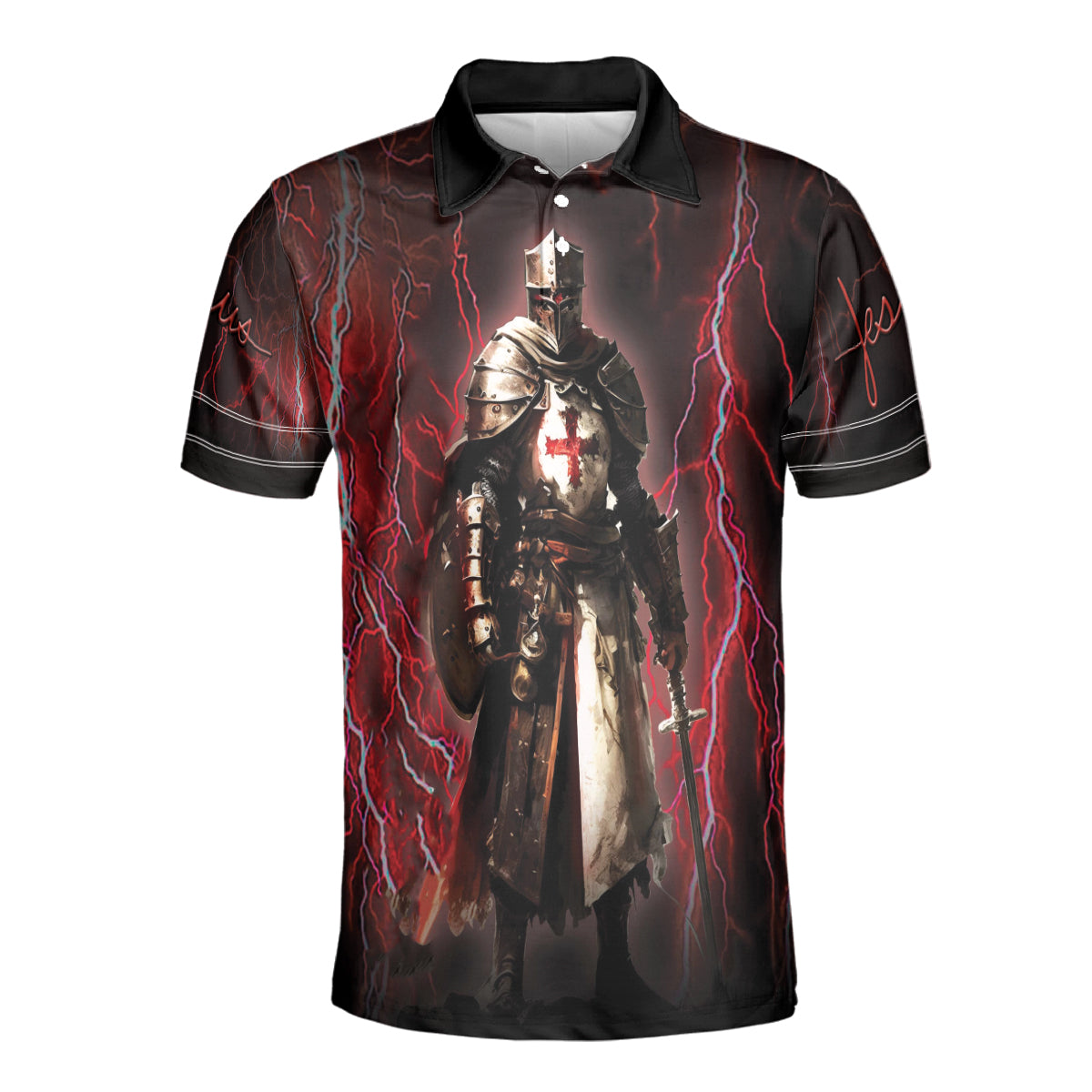 Petthouse | Knight Templar Warrior Christian Cross Polo Shirt Jesus Christ Sport Shirt Religious Gift