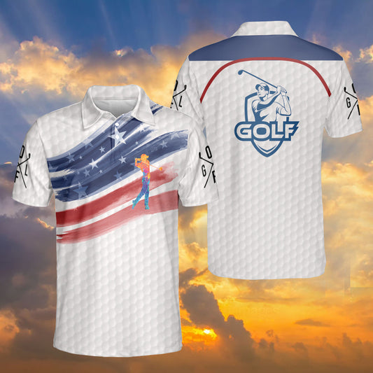 Petthouse | Colorful Golfer Polo Shirt, Golf Usa Flag Polo Shirt, Golf Logo Polo Shirt, Golfer Gift