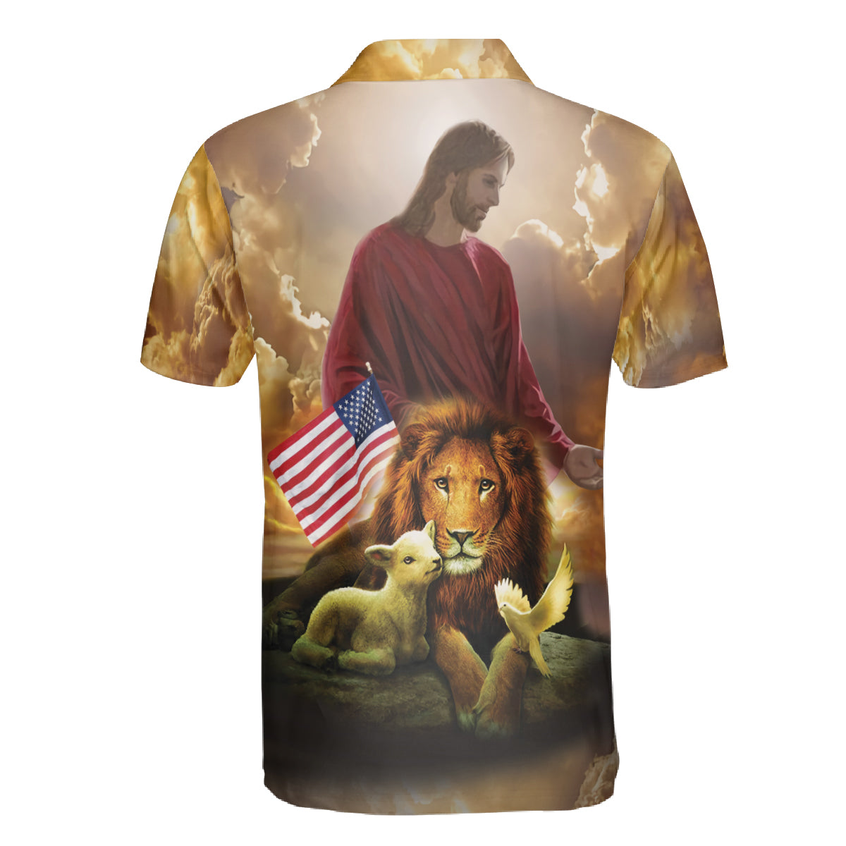 Petthouse | One Nation Under God Polo Shirt Christ Lion Polo Shirt Lion And Lamp Polo Shirt Christian Outfit