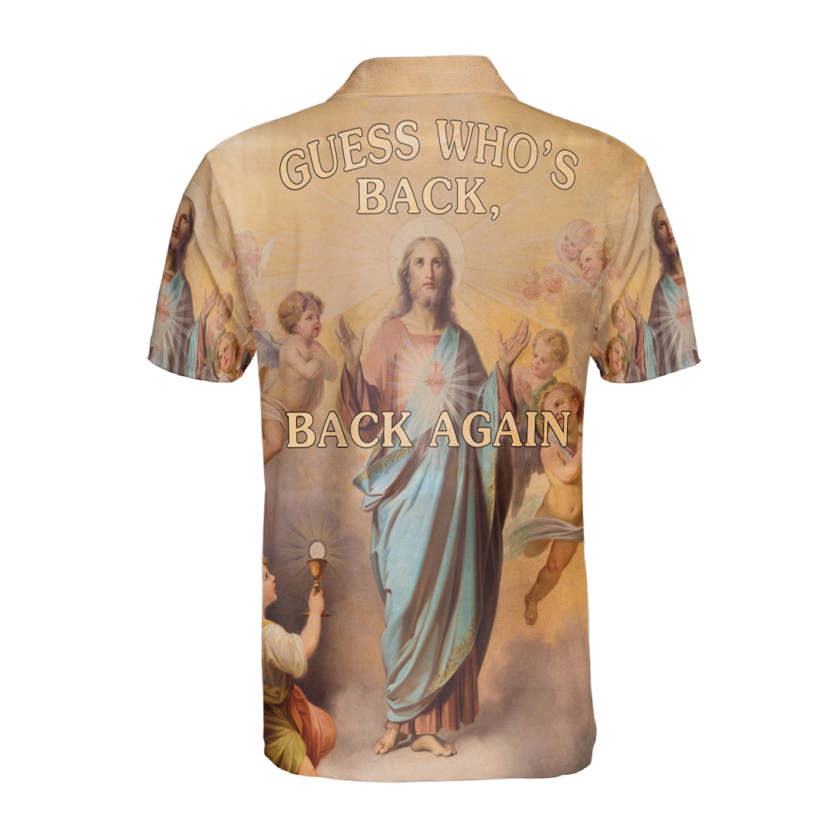 Petthouse | Jesus Christian Guess Who's Back Polo Shirt Christian Heaven Religion Sport Shirt Religious Gift