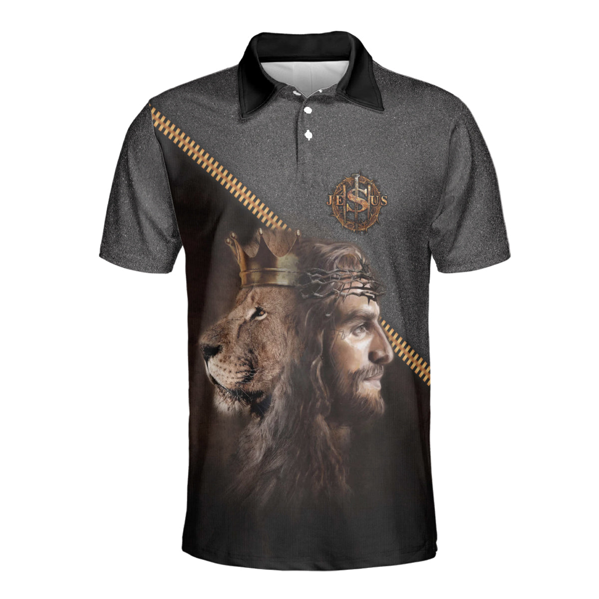 Petthouse | Jesus King Lion Jesus Portrait Art Golf Polo Shirt Dad Godfather Gift Unisex Polo Shirt