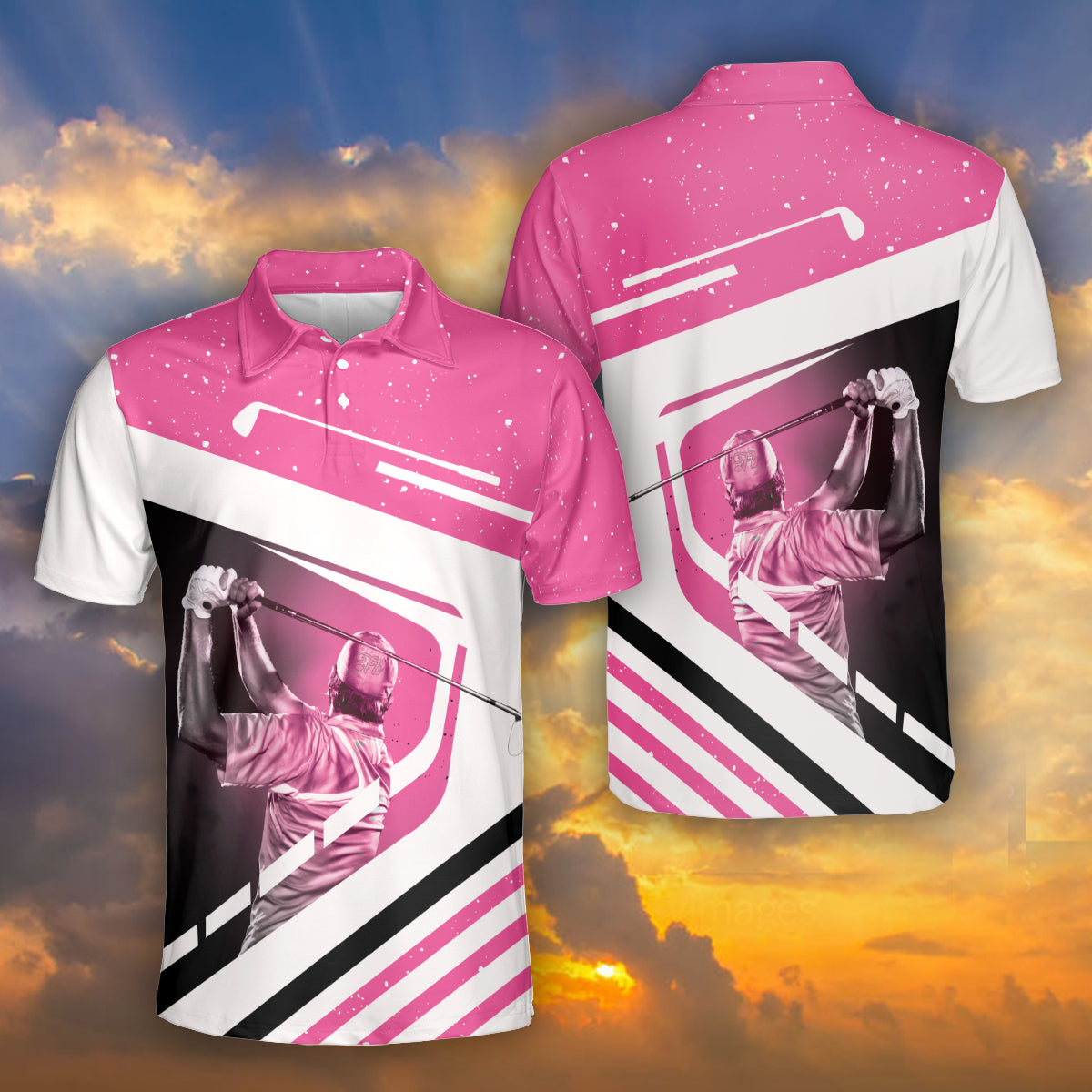 Petthouse | Golf Man Pink Polo Shirt Golf Is My Therapy Mens Polo Shirt Golf Lover Gift