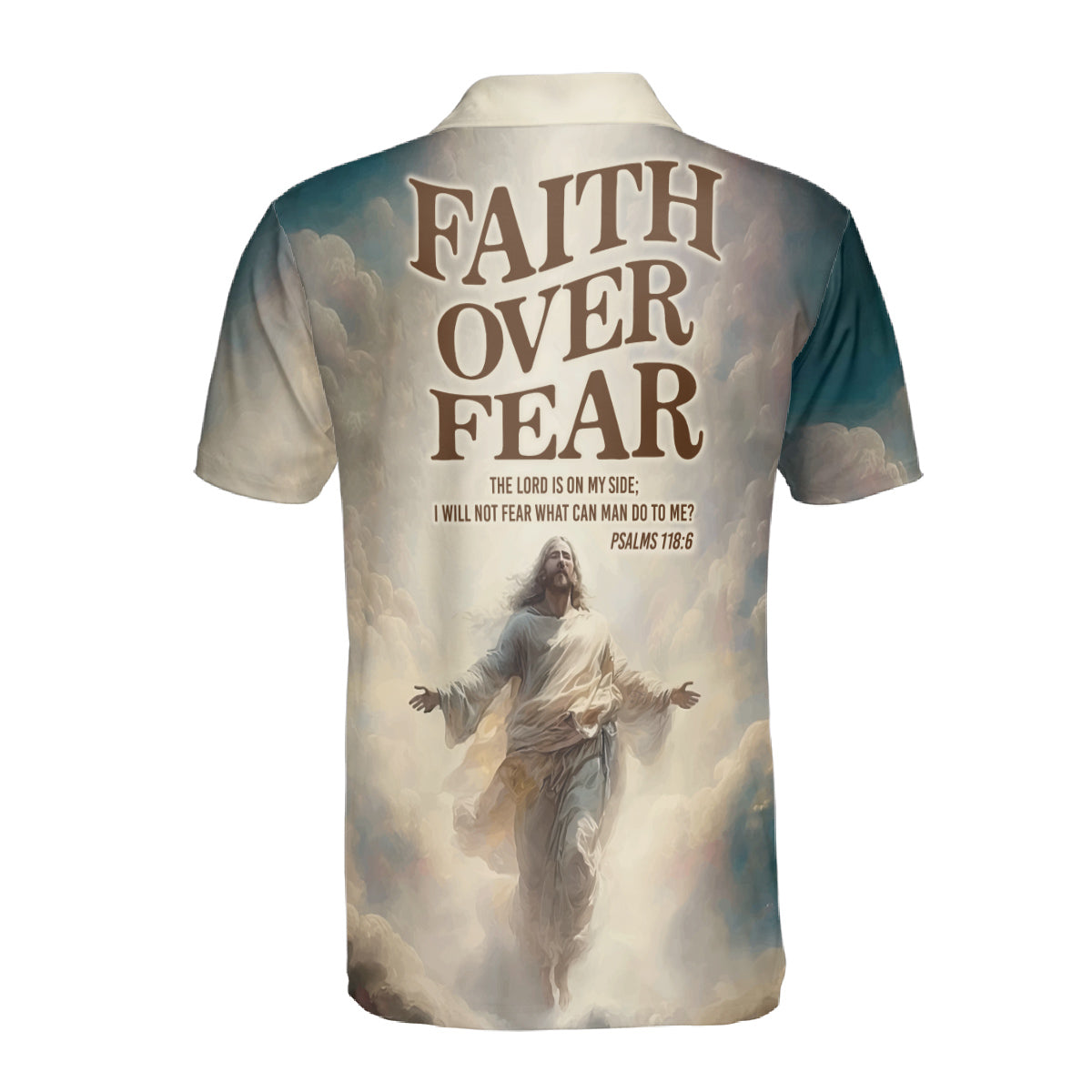 Petthouse | Jesus Christ Heaven Religion Polo Shirt God Christian Faith Over Fear Sport Shirt Religious Gift