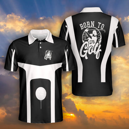 Petthouse | Born To Golf Polo Shirt Golf Logo Mens Polo Shirt Golf Black And White Golfer Gift