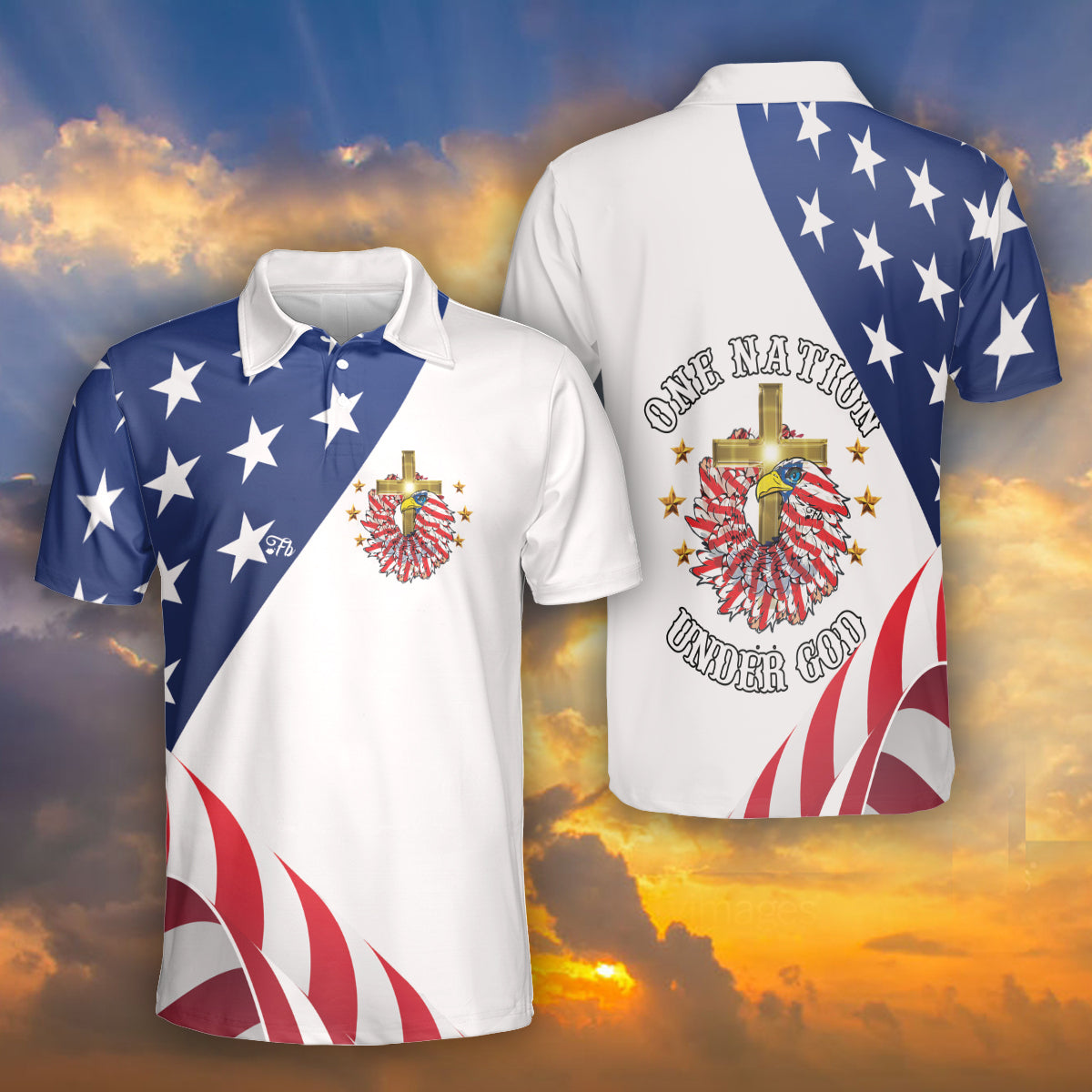 Petthouse | Eagle Cross Usa Flag Polo, American Flag Polo Shirt, Independence Day, American Pride