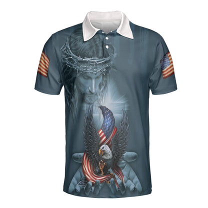 Petthouse | One Nation Under God Polo Shirt Jesus Christian American Pride Sport Shirt 4th Of July Gift Idea