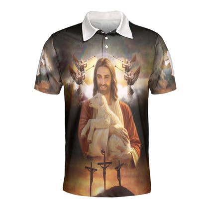 Petthouse | Jesus And Lamb Christian Religious Polo Shirts Christian Apparel Faith Gift