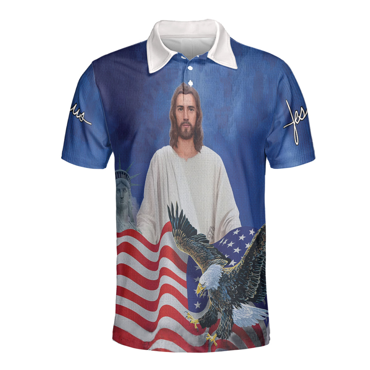 Petthouse | One Nation Under God Jesus Christian Polo Shirt Happy 4th Of July Sport Shirts Gift For Family