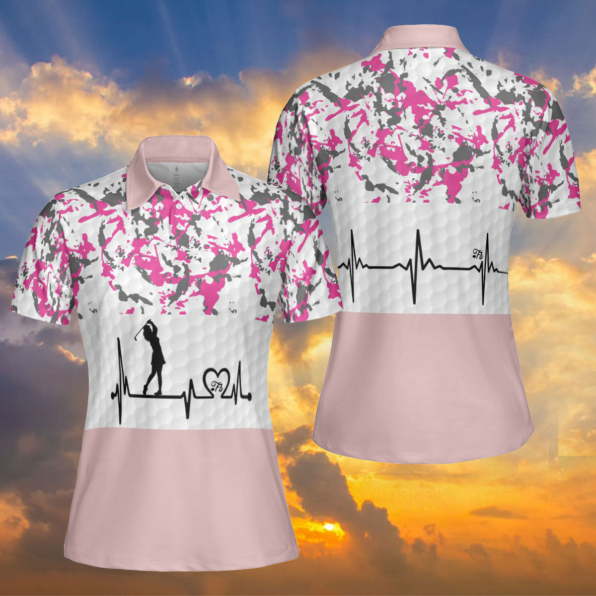 Petthouse | Golf Camo Polo Shirt Golf Girl Polo Shirt Unisex Golf Heartbeat Shirt Golf Player Gift