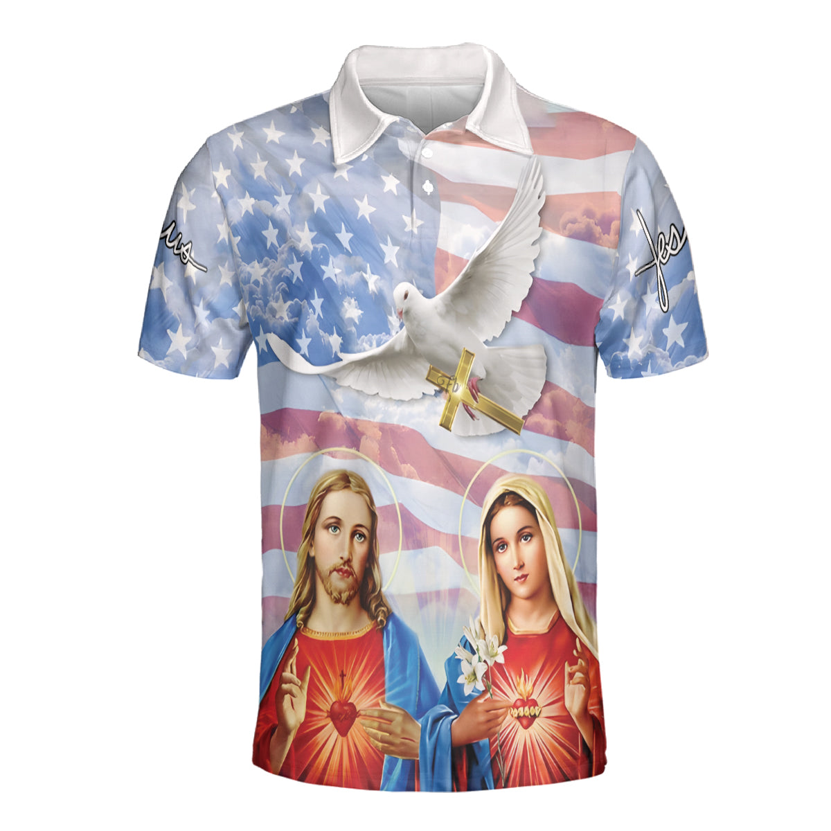 Petthouse | Mary Mother And Jesus Christ Us Polo Shirt Sacred Heart Jesus Sport Shirt Family Members Gift