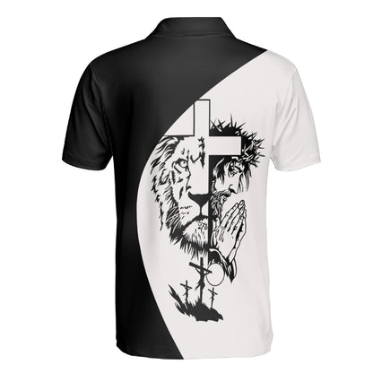 Petthouse | Christ Cross Polo Shirt Lion Jesus Polo Shirt Christ Heart Polo Shirt Christian Polo Christian Gift