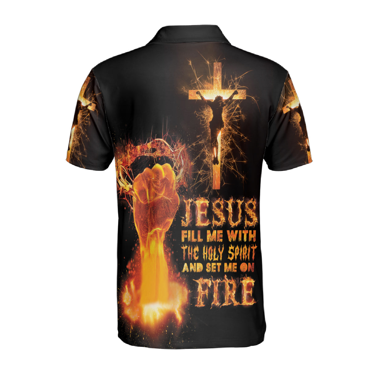 Petthouse | Jesus Christian Fire Polo Shirt The Holy Cross Spirit Sport Shirt God Lovers Gift Religious Gift