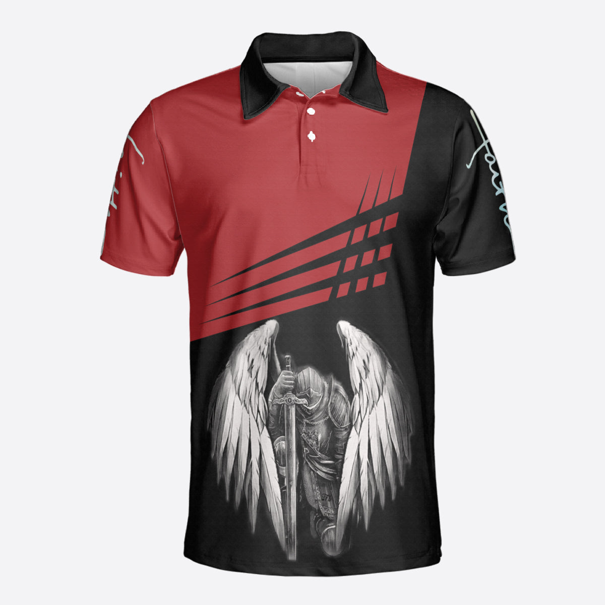 Petthouse | Knight Kneel For The Cross Polo Shirt Jesus Is My Savior Polo Shirt Christian Faith Over Fear